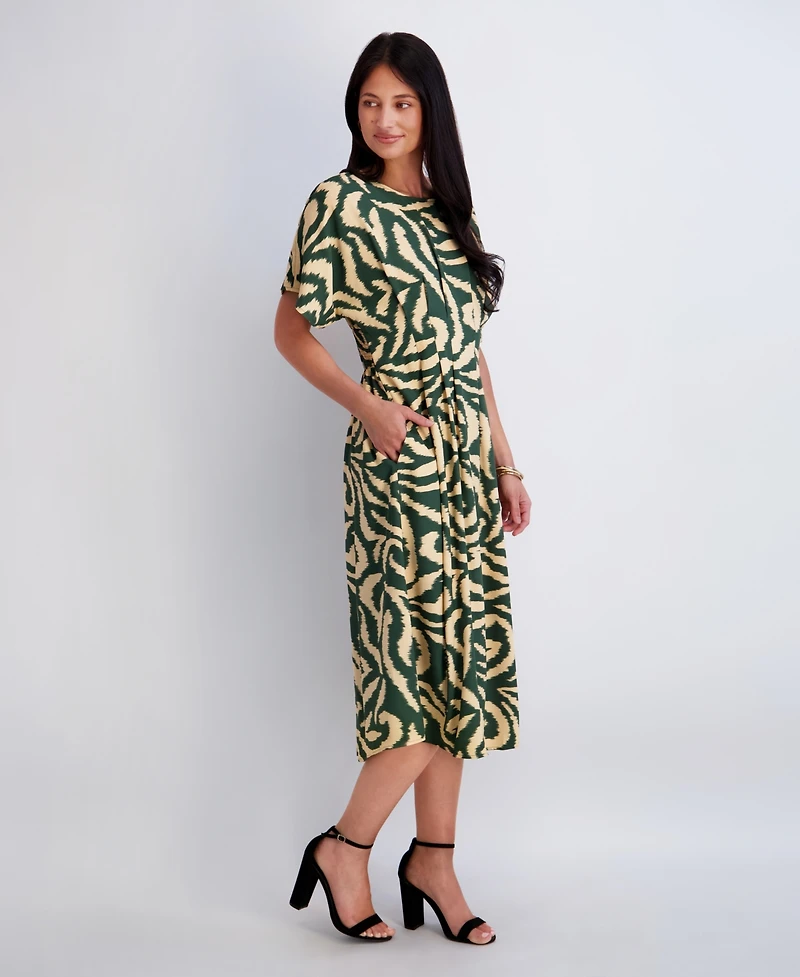 Kensie Women's Printed Crewneck Midi Dress