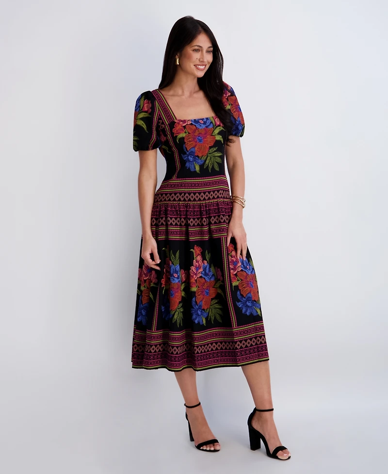 Kensie Women's Square Neck Printed Dress
