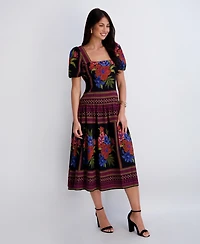 Kensie Women's Square Neck Printed Dress