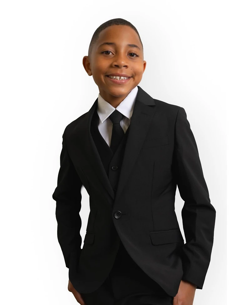 Peanut Butter Collection Big Boys Luxor Slim Fit Wool Blend 5-Piece Shirt, Tie, Jacket, Vest and Pants Suit Set