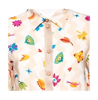 Pre-Owned Missoni Women's Printed Crepe and Knit Trim Detailed Button Front Shirt