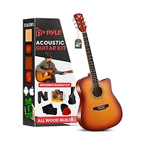 Pyle 41 inch Full-Size Acoustic Guitar Kit, Cutaway Body with Digital Tuner and Accessory Kit