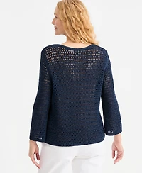 Style & Co Women's Open-Stitch 3/4-Sleeve Sweater, Macy's Exclusive