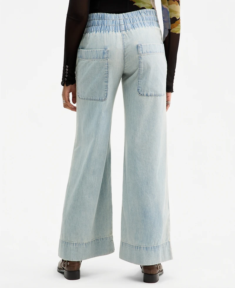 Free People Women's Mid-Rise Wide-Leg Utility Jeans