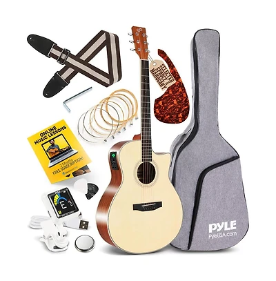 Pyle 6-String Electric Acoustic Guitar - Guitar with Digital Tuner & Accessory Kit
