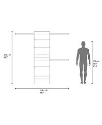 Hollis Modular Closet System with Open Shelves, Dual Hanging Rods and Vertical Storage Design, White