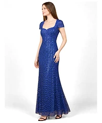Lara Women's Beaded Gown with Glamourous Cap Sleeves