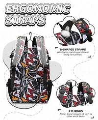 Furlihong Geometric Pattern Youth Baseball and Softball Gear Backpack - For Ages 8-14, Large Bat Bag with Ventilated Shoe Compartment for Players