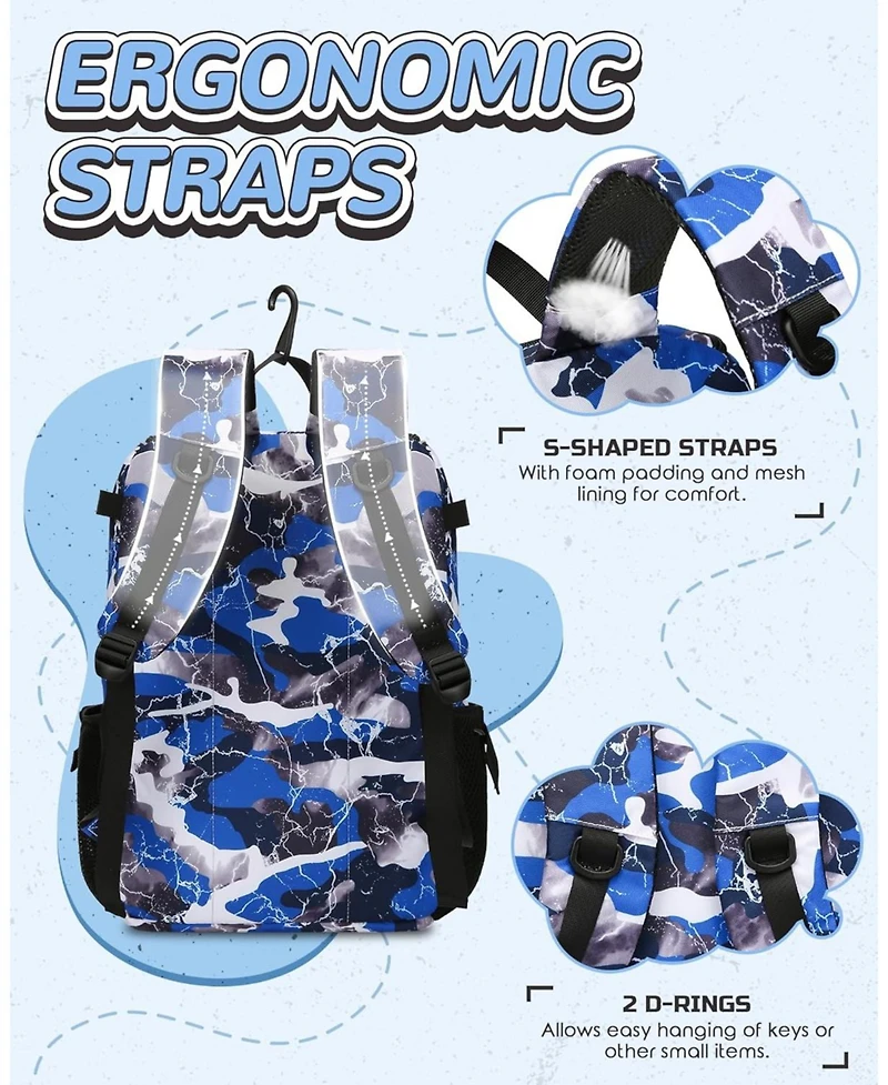 Furlihong Camouflage Pattern Youth Baseball Softball Gear Bag Backpack - for Ages 8-14, Large Bat with Ventilated Shoe Compartment Players
