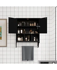 Midola Medicine Cabinets, Space Saving Wall Cabinet with 2 Doors and Adjustable Towel Rack Shelves, Storage Saver for Bathroom