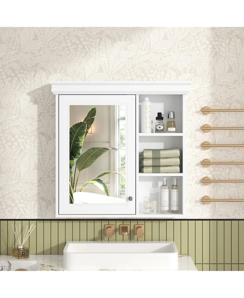 Phying White Bathroom Mirror Medicine Cabinet Wall Mounted Over Toilet Storage Organizer