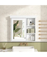 Phying White Bathroom Mirror Medicine Cabinet Wall Mounted Over Toilet Storage Organizer