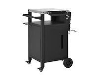 sumyeg 33.9-Inch Outdoor Grill Cart with Drop Leaf, Stainless Steel Top, Storage Cabinet and Wheels