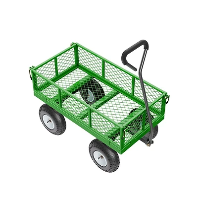 Sugift 680 lb Steel Garden Cart on Wheels Heavy Duty Pull Wagon Metal