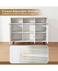 Gouun Sideboard Buffet Cabinet with 5-Position Adjustable Shelves, 47 x 16 x 35