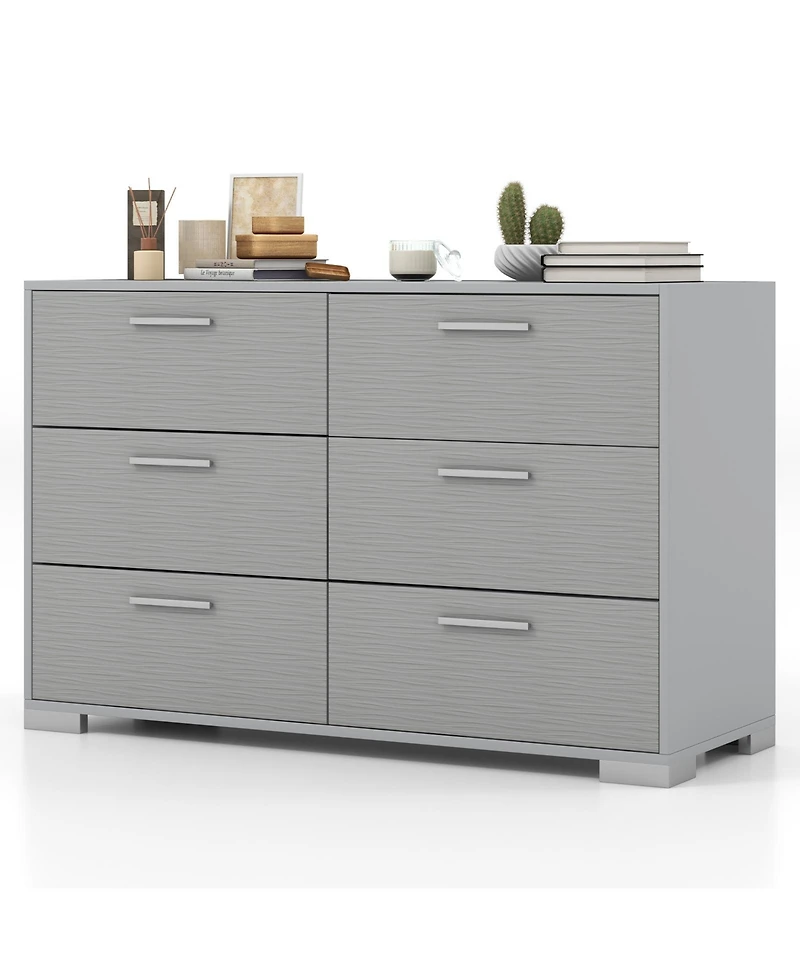 Gouun 6-Drawer Storage Cabinet with Metal Legs and Anti-Toppling Devices, 47 x 18 x 30.5