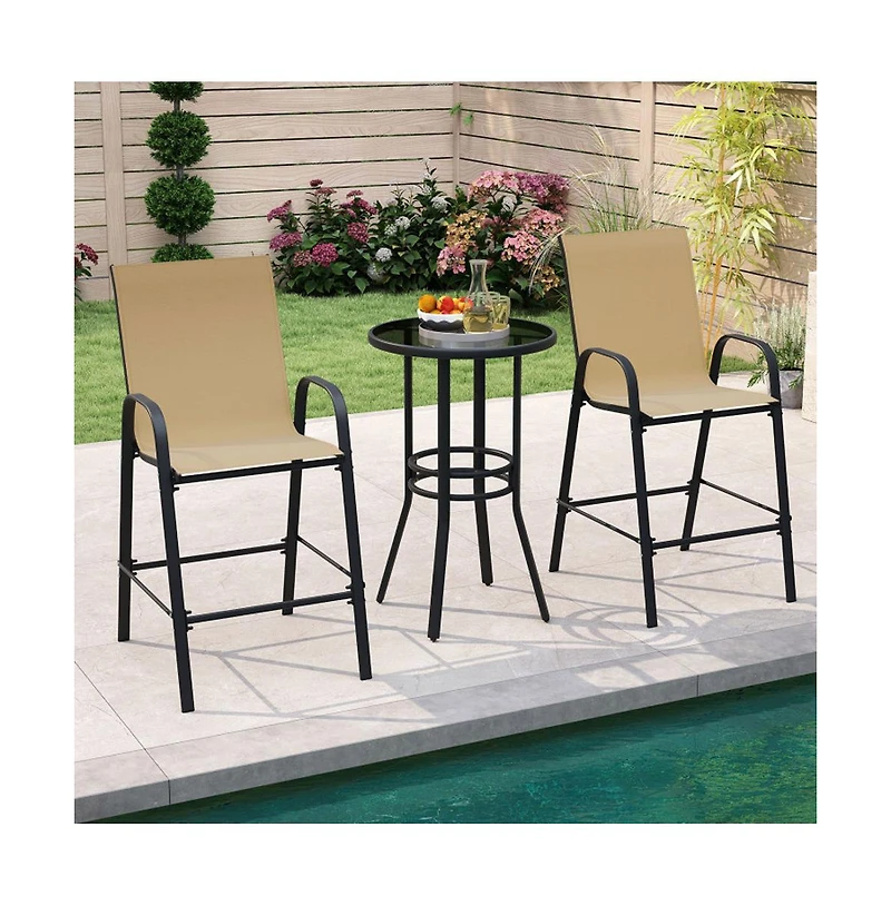 Boyel Living Outdoor Bar Stools Set of 2 29 Inch Fabric Height with Armrests