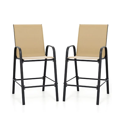 Boyel Living Outdoor Bar Stools Set of 2 29 Inch Fabric Height with Armrests