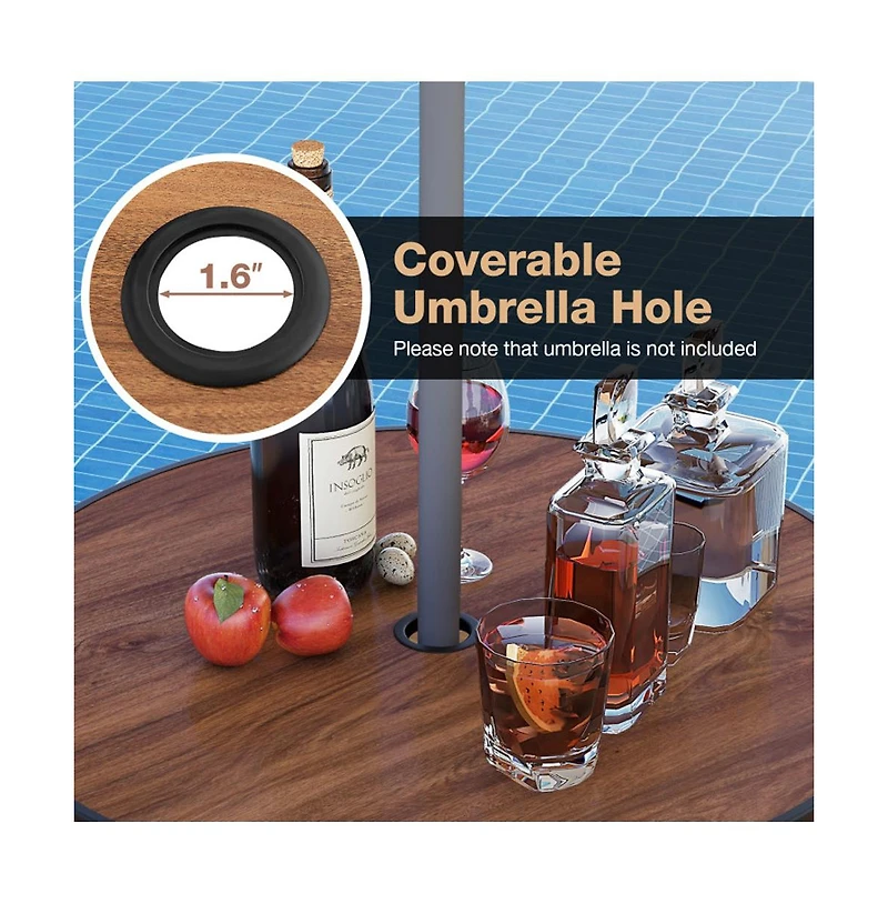 Boyel Living 3 Pieces Outdoor Round Bar Table Set with 1.6 Inches Umbrella Hole