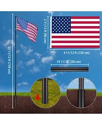 Yescom Ez Go 25 Feet Commercial Telescoping Flag Pole Kit Portable Display Sign Banner Pole
