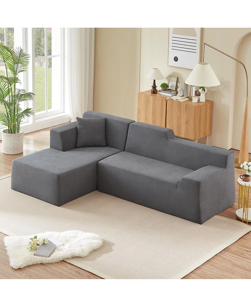 Streamdale Furniture Modern minimalist L-shaped corduroy high back sofa