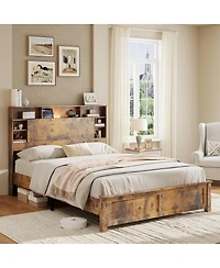 Streamdale Furniture Platform Bed with Storage Headboard and Charging Station
