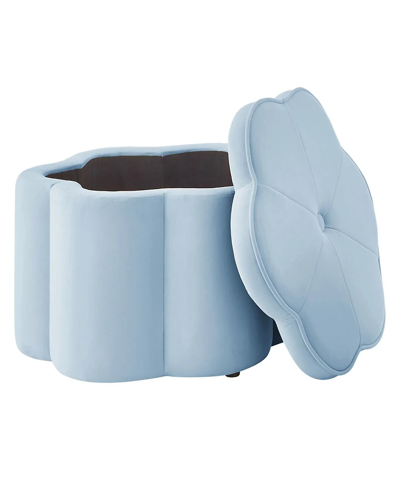 Streamdale Furniture 2 pieces Seaglass Velvet Storage Ottoman Set