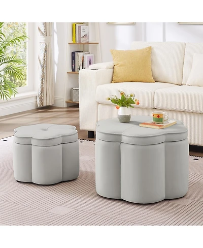 Streamdale Furniture Velvet Storage Ottoman Set of 2