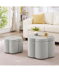Streamdale Furniture Velvet Storage Ottoman Set of 2