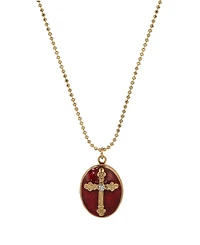 Symbols of Faith Gold-Tone Red Cross Locket 18" Necklace
