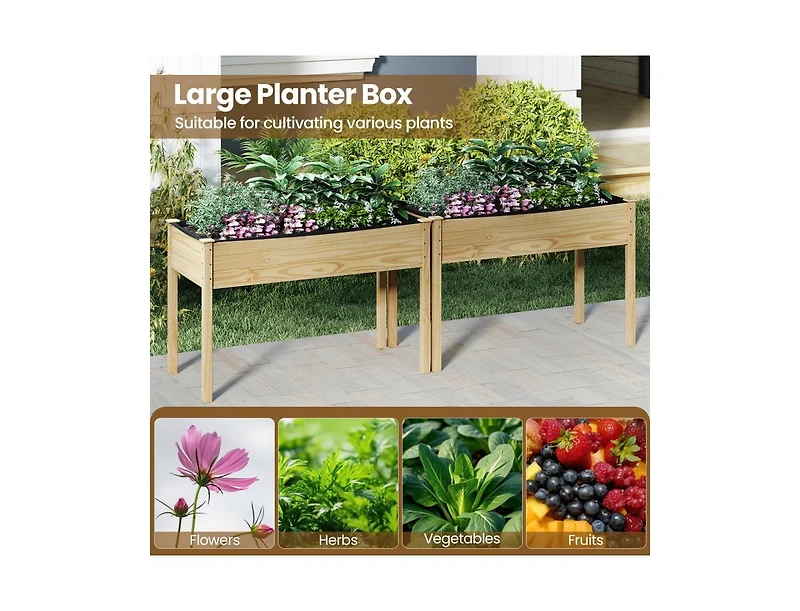 Slickblue Wooden Raised Garden Bed for Vegetables and Plants