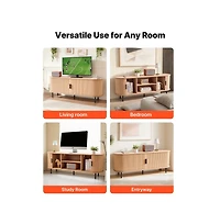Sugift Tv Stand Boho Entertainment Center for TVs Up to 58 Inch with Rolling Door
