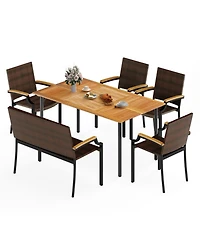 Sugift 6-Piece Outdoor Dining Set with Umbrella Hole