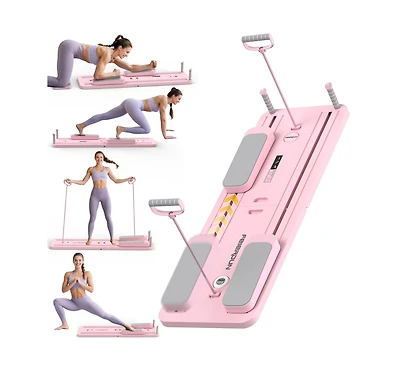 Fed Fitness 5 1 Folding Pilates Board, Reformer Set with 300 Lbs Weight Capacity, Portable Home for Woman