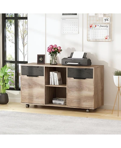 Logicfox 2-Drawer File Cabinet with Wheels, Mobile Lateral Rolling Under Desk Filing Cabinet