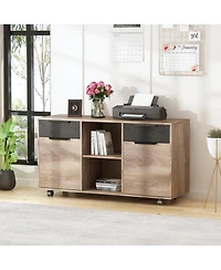 Logicfox 2-Drawer File Cabinet with Wheels, Mobile Lateral Rolling Under Desk Filing Cabinet
