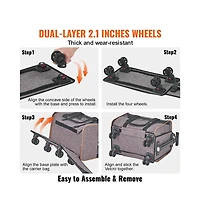 Ruie Airline Approved Rolling Pet Carrier with Telescopic Handle for 22 lb Pets