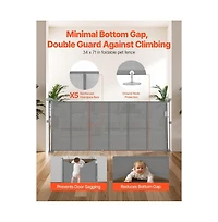 Ruie Retractable Mesh Pet Gate 34 in Tall Extends to 71 in Wide One-Hand Open
