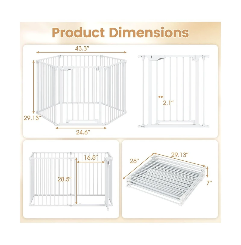 Ruie 6-Panel Extra Wide Adjustable Pet Safety Gate Fits 34.5-154 in Openings