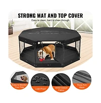 Ruie 8 Panel Foldable Metal Dog Playpen 24 in with Top Cover Bottom Pad Storage Bag