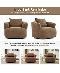Rainsken 360degree(s) Swivel Sofa Chair, 38.2" Upholstered Barrel Chair with Deep Seating and a Throw Pillow for Living Room, Bedroom