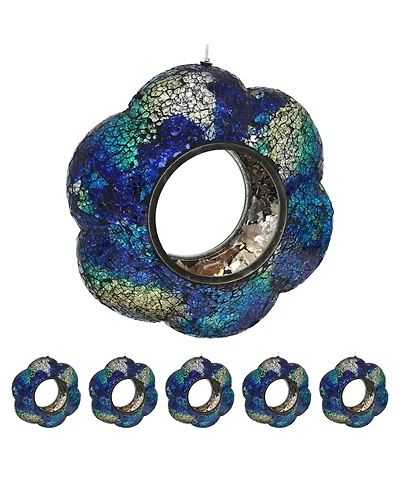 Sunnydaze Decor Outdoor Garden Patio Glass Round Flower Shaped Hanging Fly-Through Bird Feeder - 10"