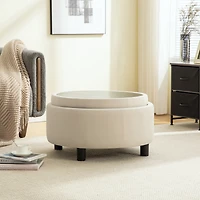 Streamdale Furniture Upholstered Round Storage Ottoman with Reversible Lid