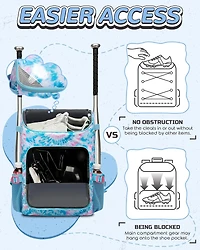 Furlihong Tie-Dye Pattern Baseball and Softball Gear Backpack for Kids Ages 8-14, Youth Bat Bag with Ventilated Shoe Compartment for Cleats, Glove