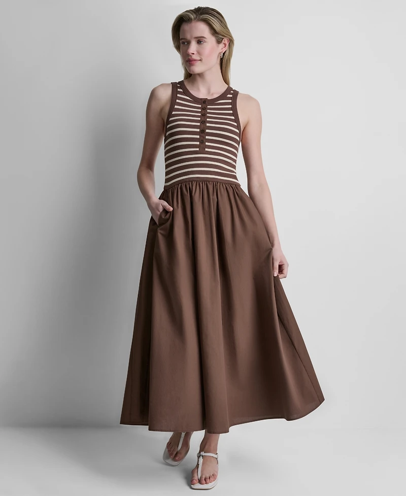 Dkny Jeans Women's Rib Henley Tank Maxi Dress