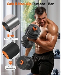 Fed Fitness Adjustable Dumbbells, Weight Set with Connector, 5 in 1 Dumbbells Set (Barbell, Kettlebells, Push up Stand