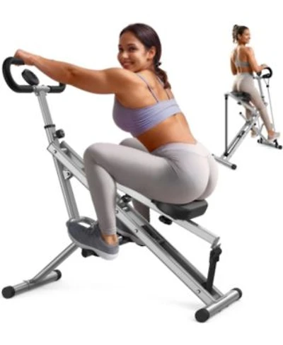 Fed Fitness Squat Ride Rowing Machine For Home Full Body Glute Core Leg Workout 4 Adjustable Resistance Foldable Design