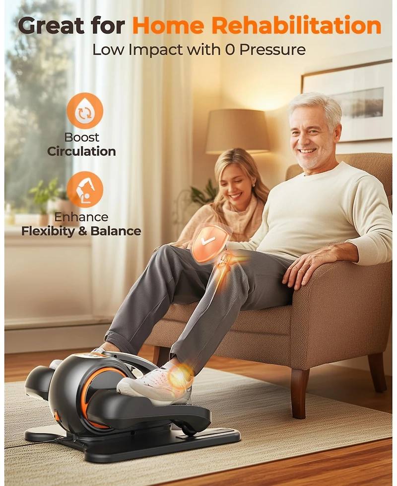 Fed Fitness 3-in-1 Under Desk Elliptical, Quiet and Portable Electric Seated Pedal Exerciser with 10 Level Resistances and Speeds, Remote Control