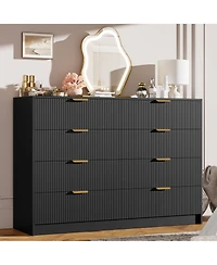 gaomon Fluted 8 Drawers Dresser For Bedroom, Wide Modern Chest of with Metal Handles, Living Room, Entryway, Hallway
