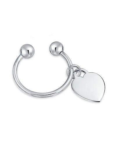 Bling Jewelry Heart Shape Blank Id Tag Keychain Horseshoe Key Ring Screw Tip .925 Sterling Silver